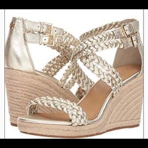 Tory Burch Gold Bailey Ankle Strap Wedge Sandal